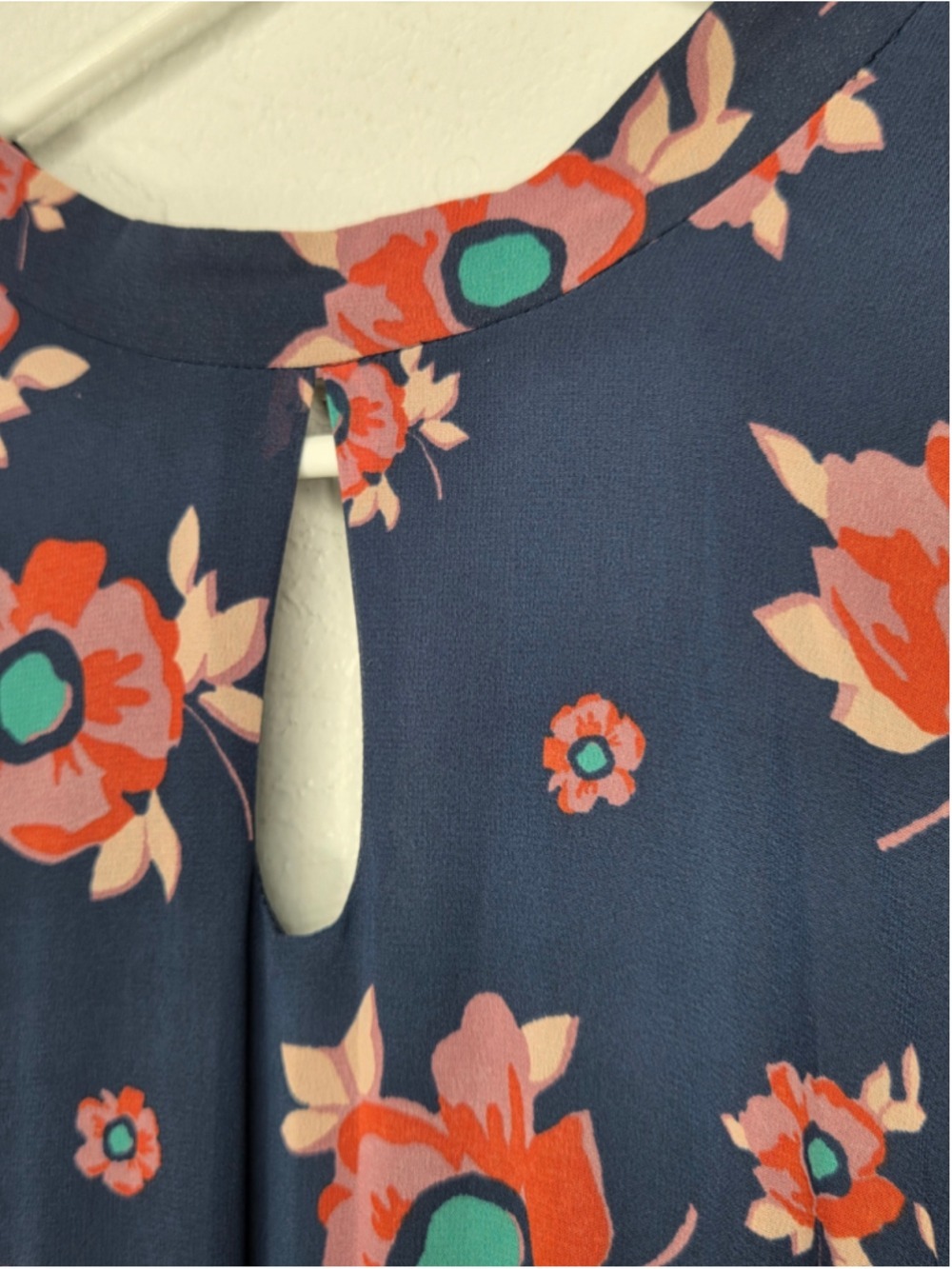 ModCloth Vintage Style Navy Floral Chiffon Long- Sleeve Midi Dress Size Medium - Picture 5 of 14